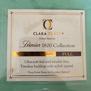 Clara Clark Premier Full Sheet Set Green Deep Pocket Wrinkle-Free Soft Feel